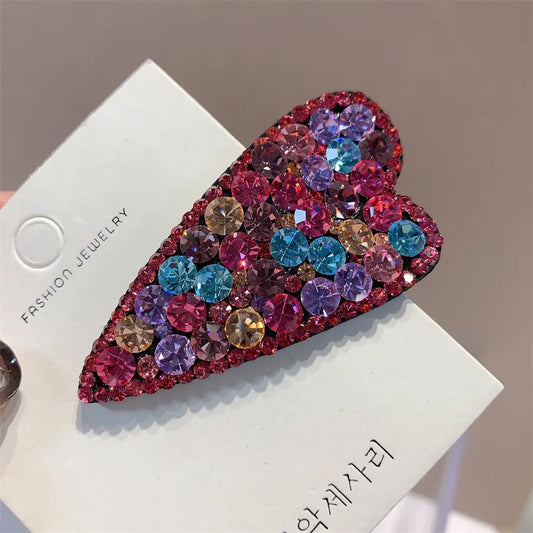 Fashion Heart Shape Rhinestone Inlay Rhinestones Hair Clip 1 Piece