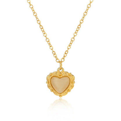 Fashion Heart Shape Rose Stainless Steel Plating Necklace