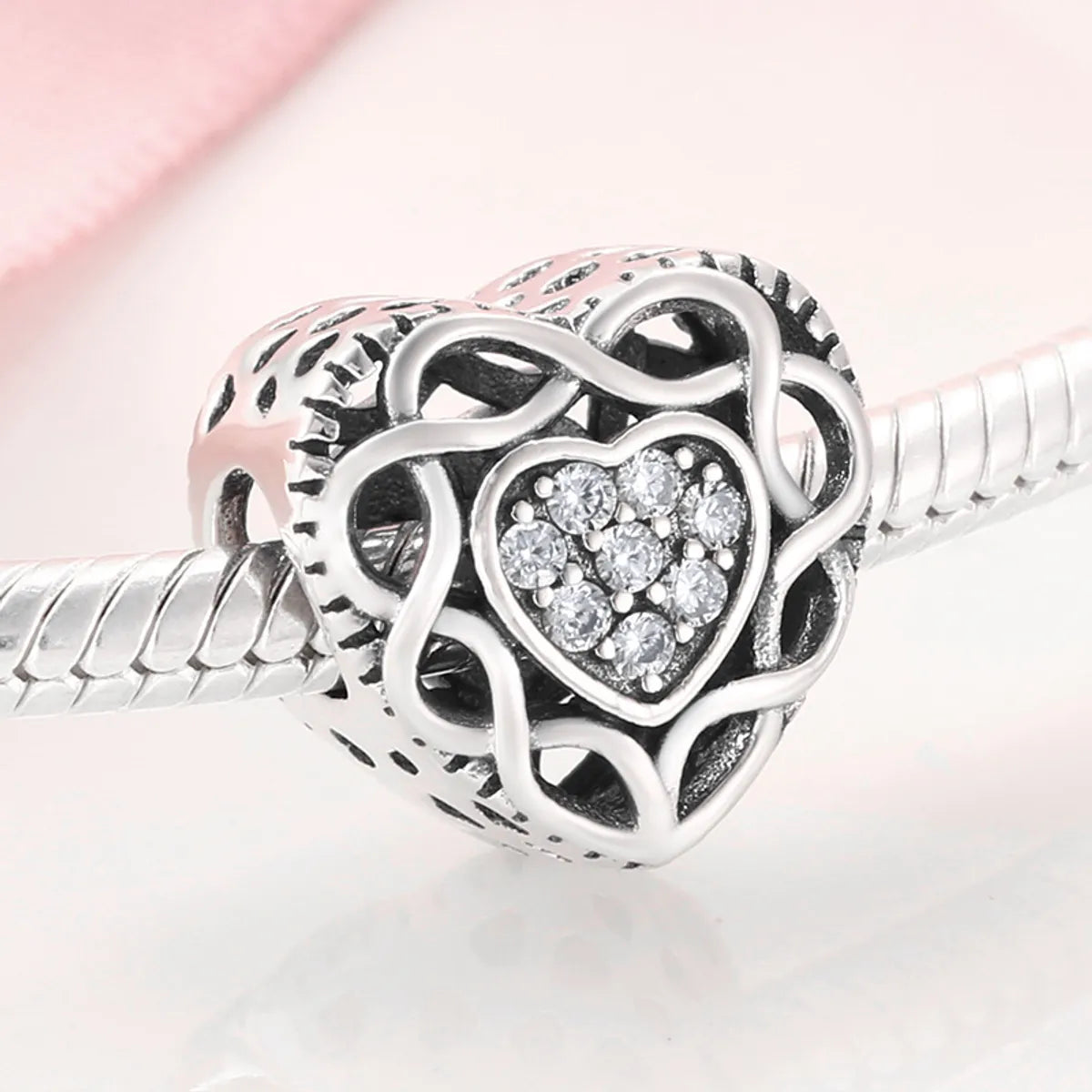 1 Piece Silver Zircon Heart Shape