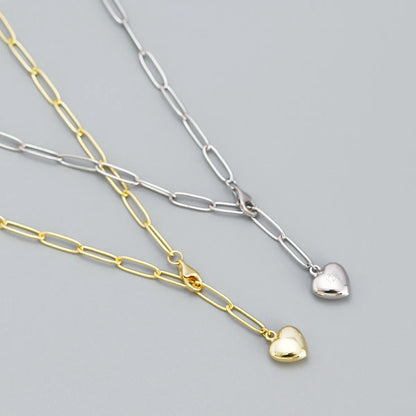 Fashion Heart Shape Silver Necklace Patchwork Stainless Steel Necklaces