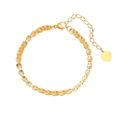 Fashion Heart Shape Solid Color Titanium Steel Inlaid Gold Bracelets Necklace