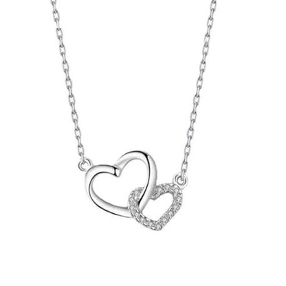 Fashion Heart Shape Stainless Steel Alloy Inlay Artificial Pearls Zircon Women's Pendant Necklace 1 Piece