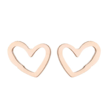 Fashion Heart Shape Stainless Steel Ear Studs 1 Pair