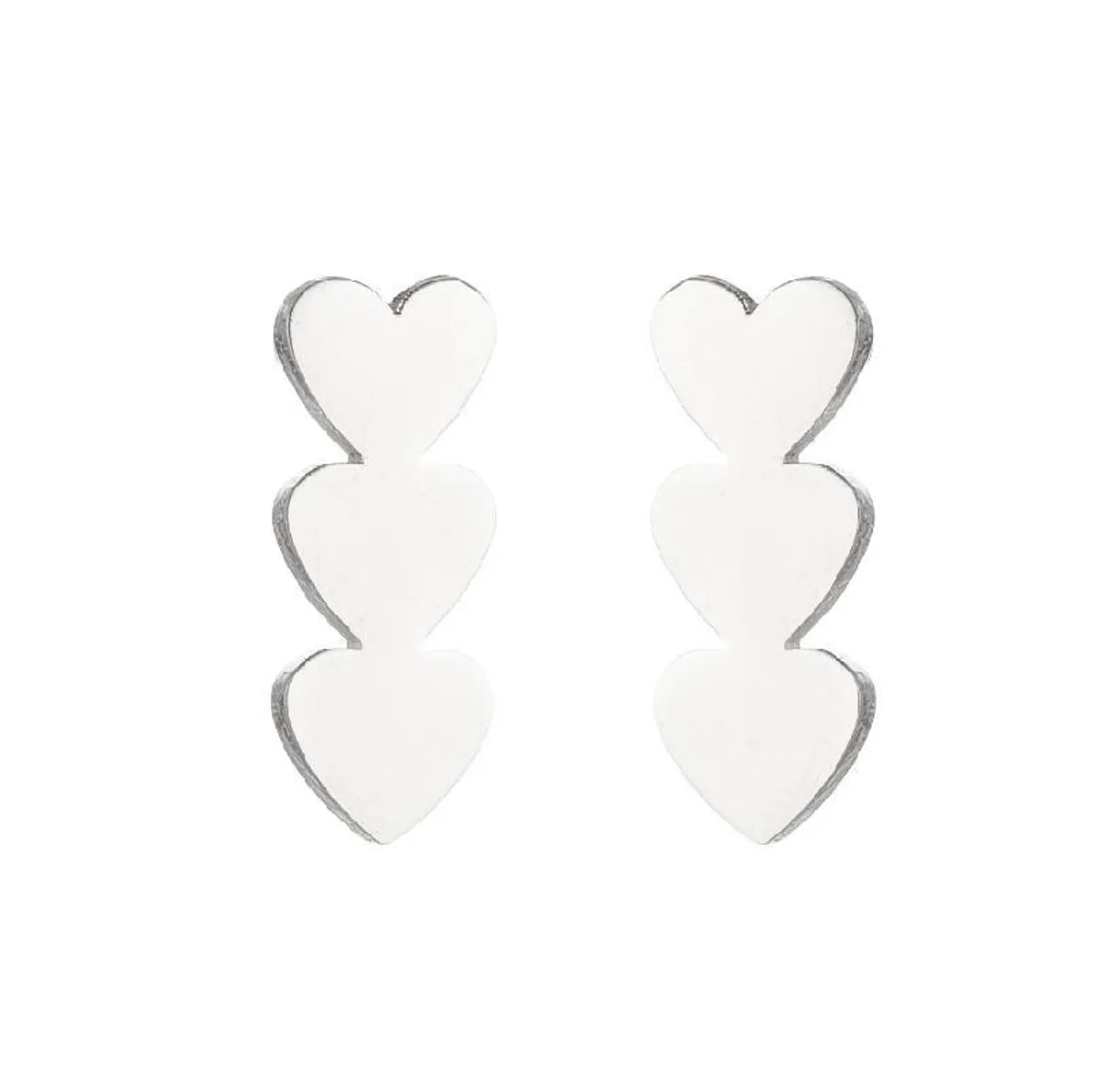 Fashion Heart Shape Stainless Steel Ear Studs 1 Pair