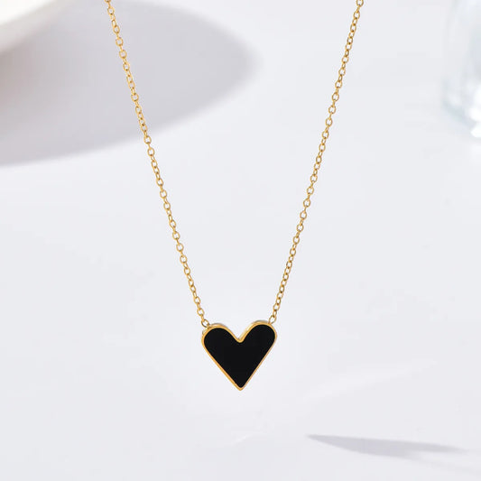 Fashion Heart Shape Stainless Steel Enamel Necklace