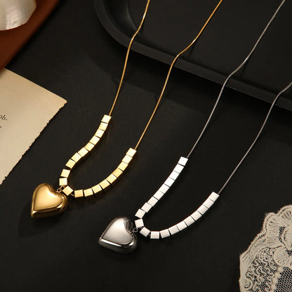 Fashion Heart Shape Stainless Steel Gold Plated Pendant Necklace