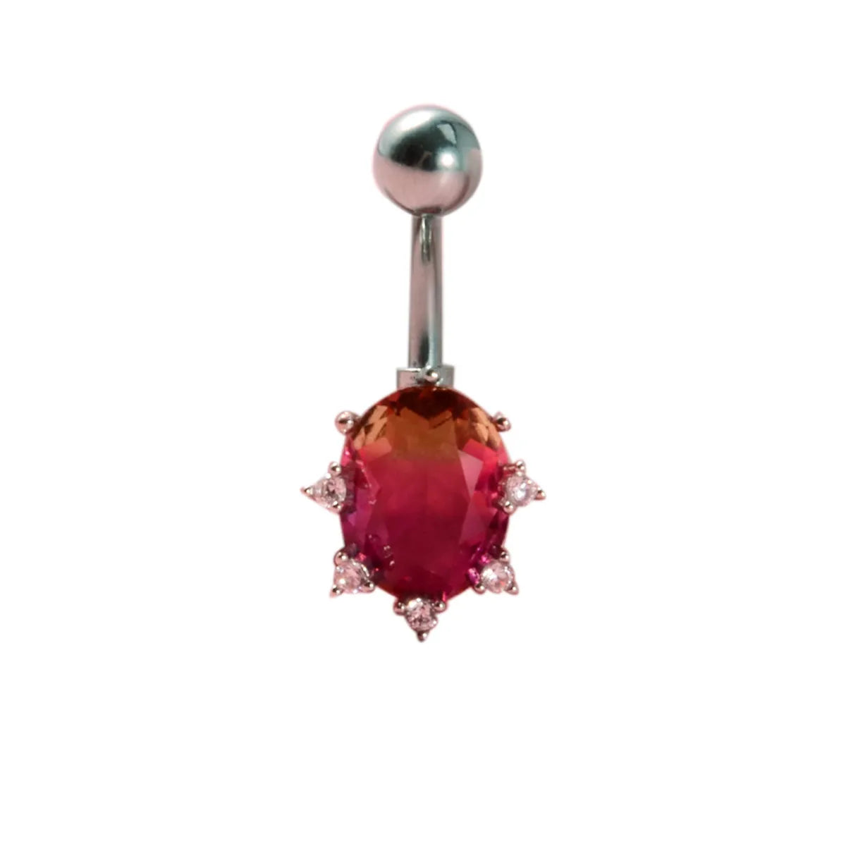 Fashion Heart Shape Stainless Steel Inlay Zircon Belly Ring