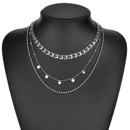 Fashion Heart Shape Stainless Steel Layered Necklace