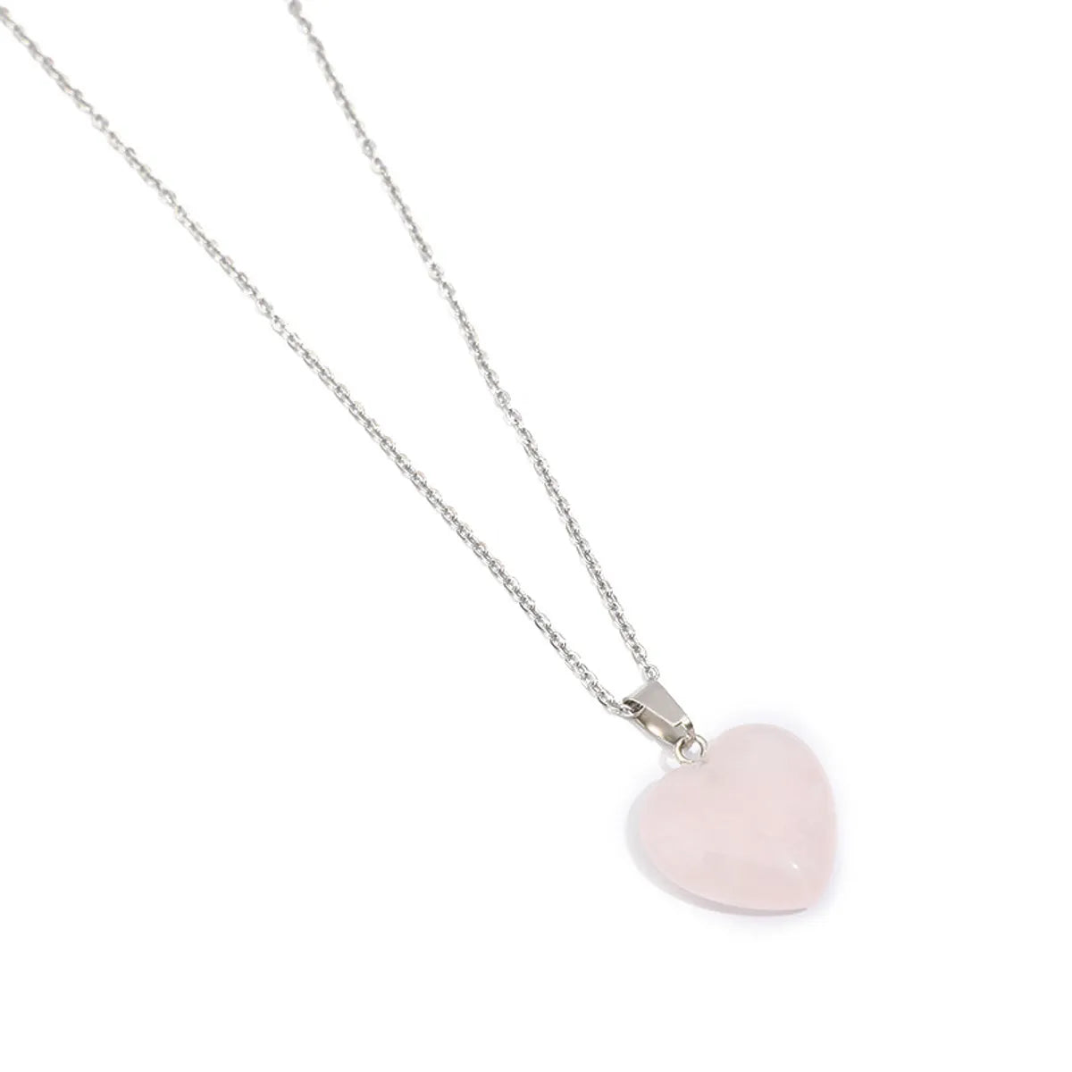 Fashion Heart Shape Stainless Steel Natural Stone Luminous Pendant Necklace 1 Piece