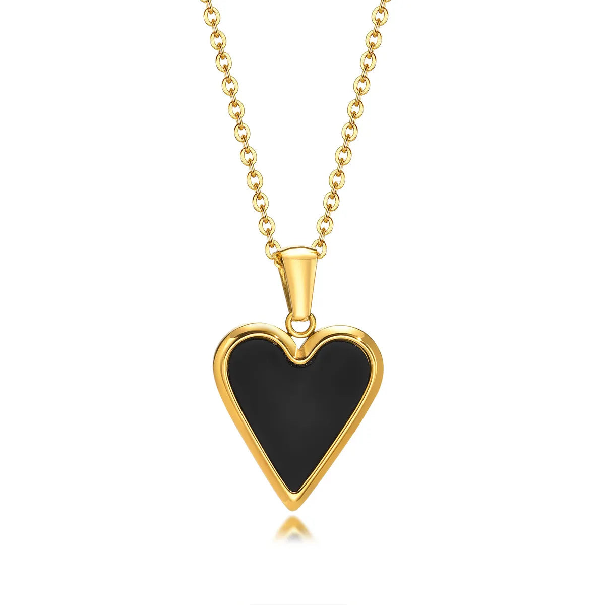 Fashion Heart Shape Stainless Steel Necklace Plating Inlay Shell Stainless Steel Necklaces