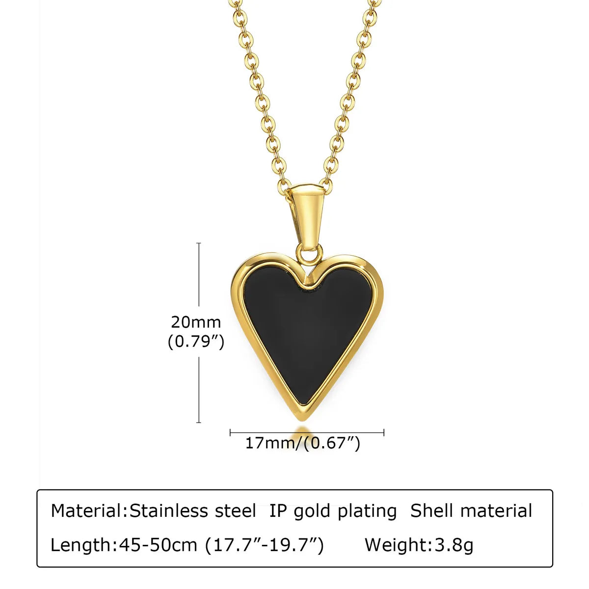 Fashion Heart Shape Stainless Steel Necklace Plating Inlay Shell Stainless Steel Necklaces