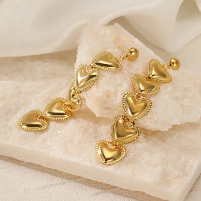 1 Pair Fashion Heart Shape Plating Stainless Steel Drop Earrings