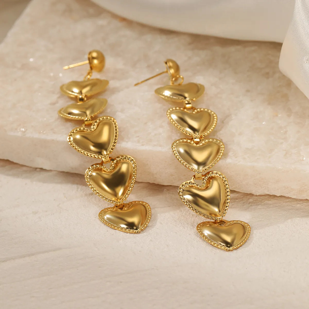 1 Pair Fashion Heart Shape Plating Stainless Steel Drop Earrings