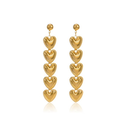 1 Pair Fashion Heart Shape Plating Stainless Steel Drop Earrings