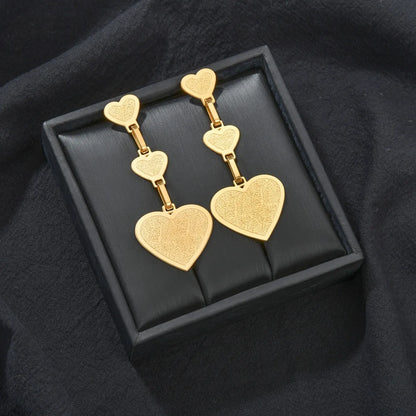 Fashion Heart Shape Stainless Steel Plating Drop Earrings 1 Pair