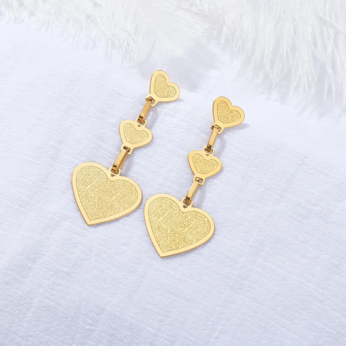 Fashion Heart Shape Stainless Steel Plating Drop Earrings 1 Pair