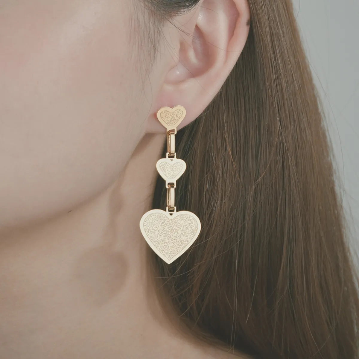 Fashion Heart Shape Stainless Steel Plating Drop Earrings 1 Pair