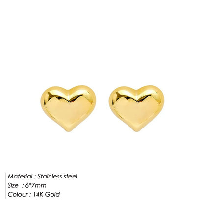 Fashion Heart Shape Stainless Steel Plating Ear Studs 1 Pair