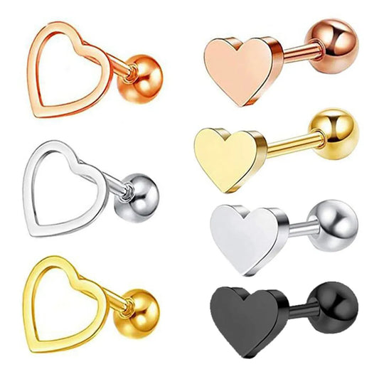 Fashion Heart Shape Stainless Steel Plating Ear Studs 1 Piece