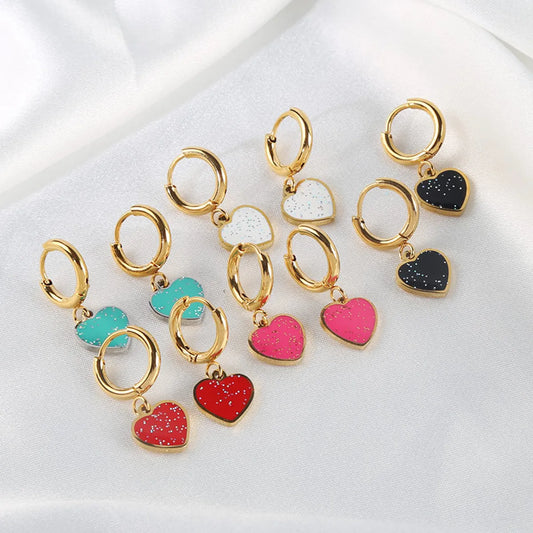 1 Piece Fashion Heart Shape Stainless Steel Plating Earrings