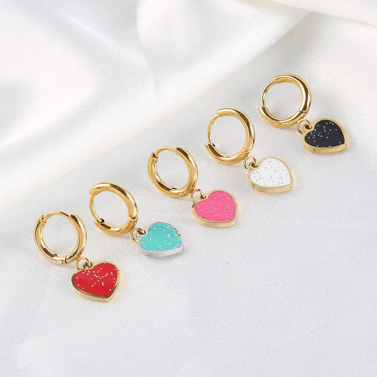 1 Piece Fashion Heart Shape Stainless Steel Plating Earrings