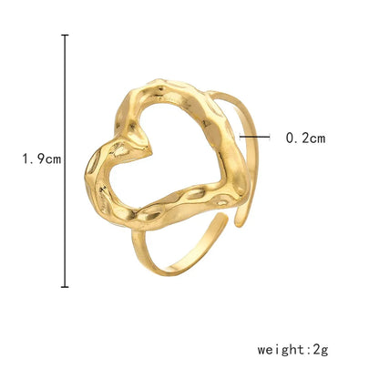 Fashion Heart Shape Stainless Steel Plating Hollow Out Open Ring 1 Piece