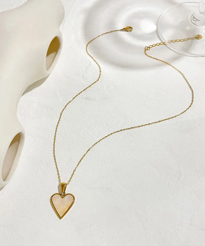 Wholesale Jewelry Fashion Heart Shape 304 Stainless Steel Shell 18K Gold Plated Plating Inlay Earrings Necklace