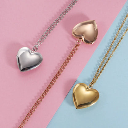 Fashion Heart Shape Stainless Steel Plating Pendant Necklace 1 Piece