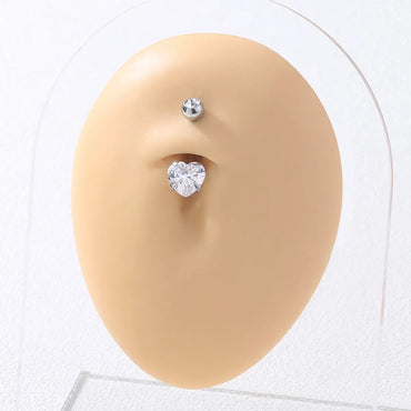 1 Piece Belly Rings Fashion Heart Shape 304 Stainless Steel Plating Zircon