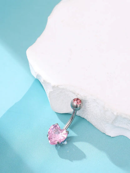 1 Piece Belly Rings Fashion Heart Shape 304 Stainless Steel Plating Zircon