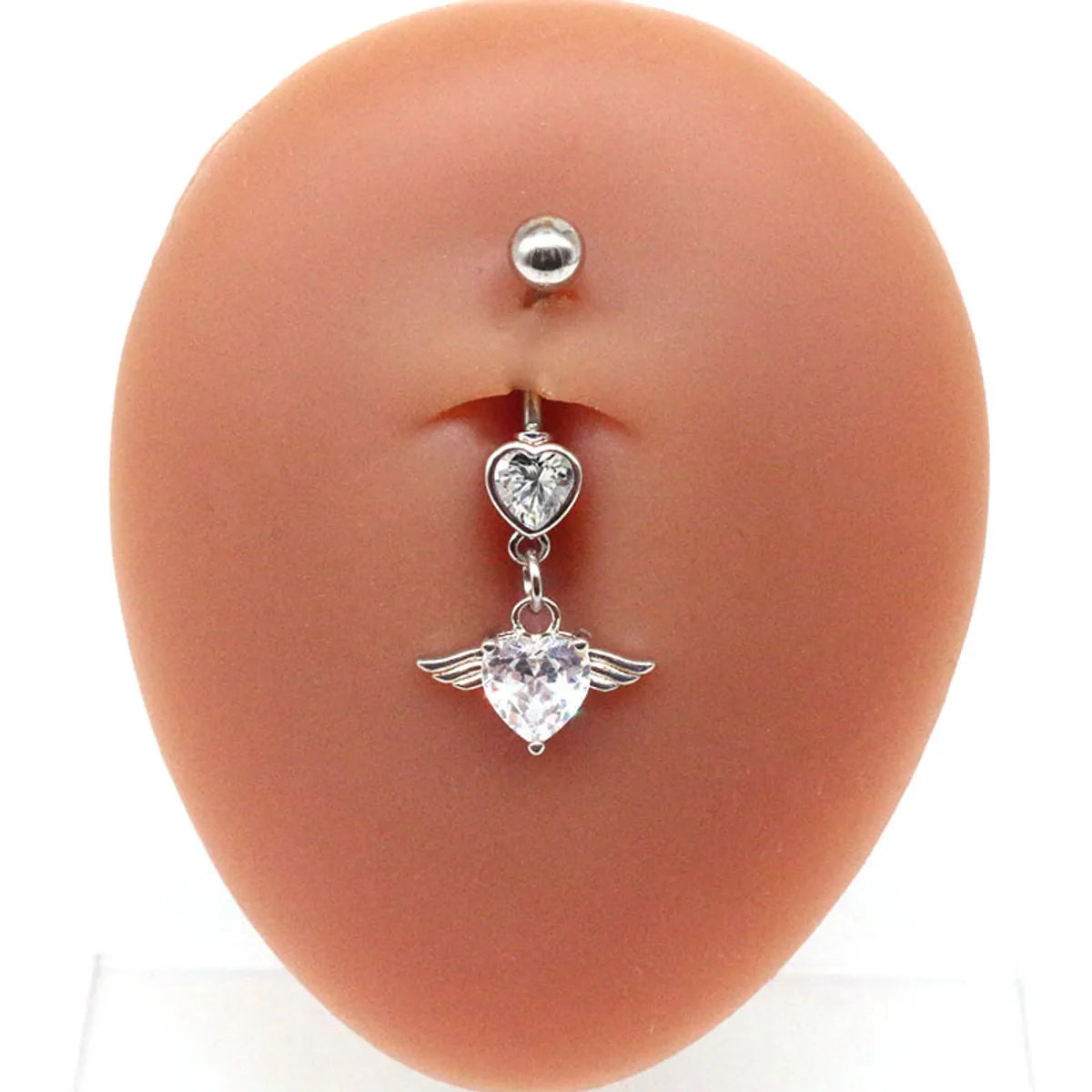 Fashion Heart Shape Stainless Steel Plating Zircon Belly Ring