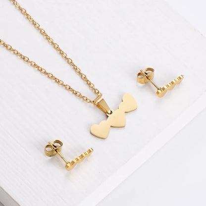 Fashion Heart Shape Stainless Steel Polishing Plating Women'S Earrings Necklace 3 Piece Set