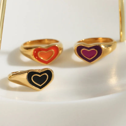 Fashion Heart Shape Stainless Steel Rings Plating Stainless Steel Rings