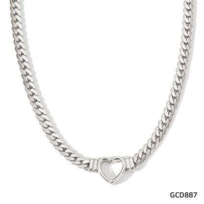 Fashion Heart Shape Stainless Steel Titanium Steel Plating Bracelets Necklace