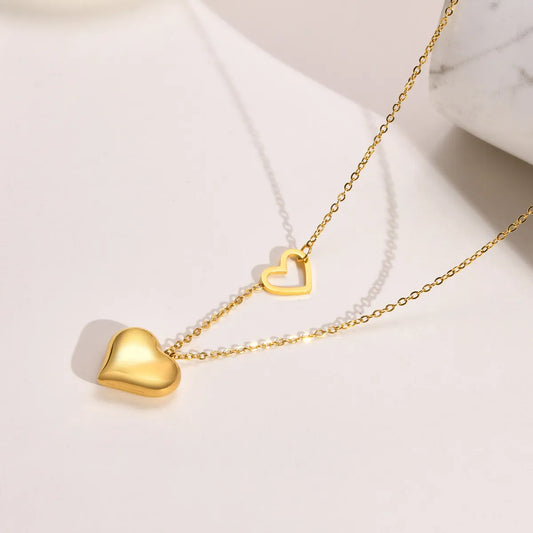 Fashion Heart Shape Stainless Steel Titanium Steel Plating Pendant Necklace 1 Piece