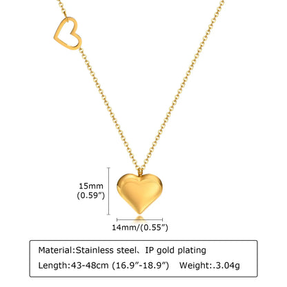 Fashion Heart Shape Stainless Steel Titanium Steel Plating Pendant Necklace 1 Piece