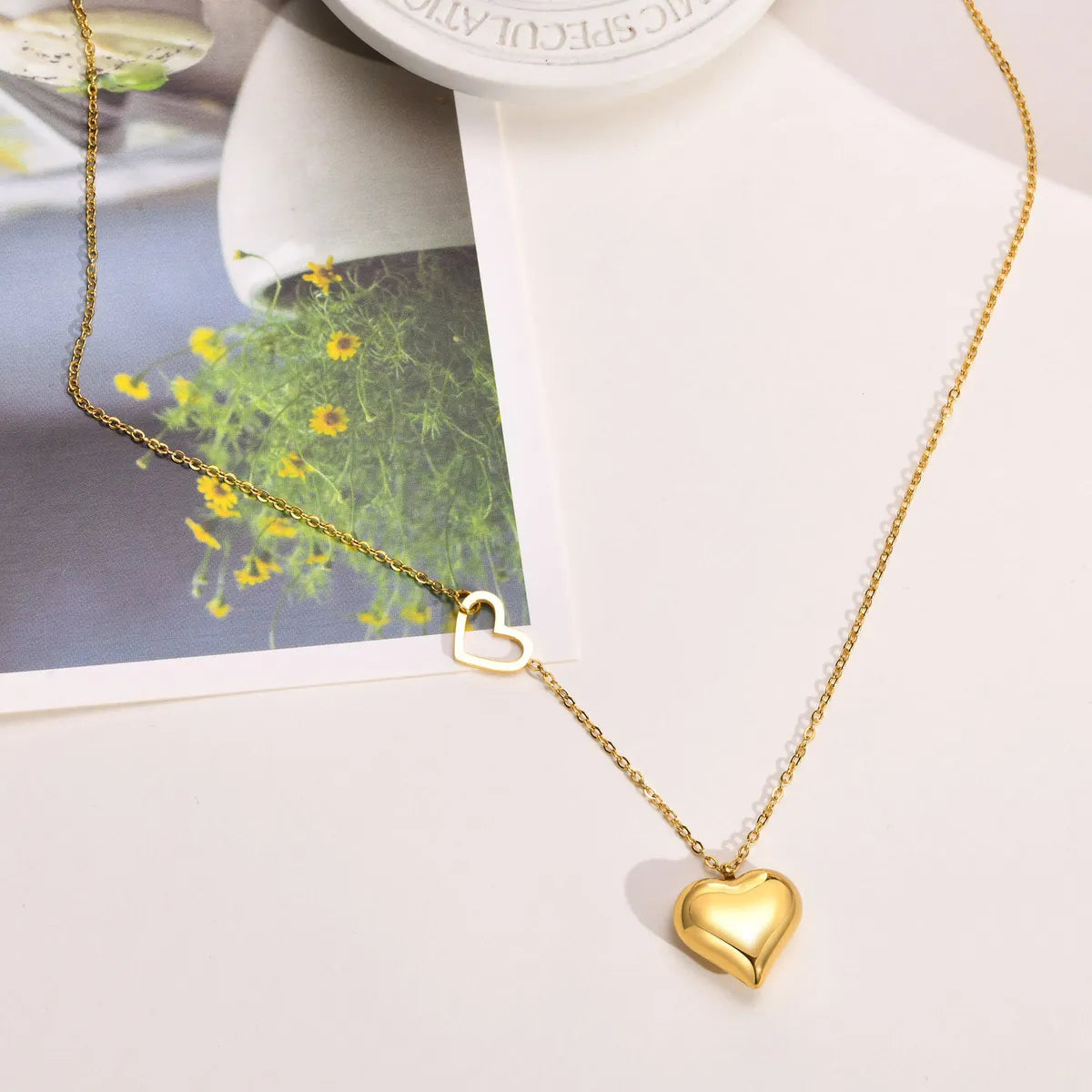 Fashion Heart Shape Stainless Steel Titanium Steel Plating Pendant Necklace 1 Piece