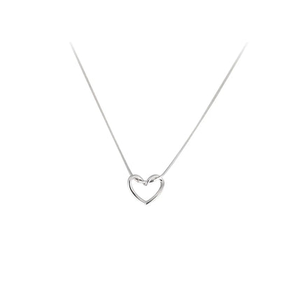 Fashion Heart Shape Sterling Silver Chain Pendant Necklace 1 Piece