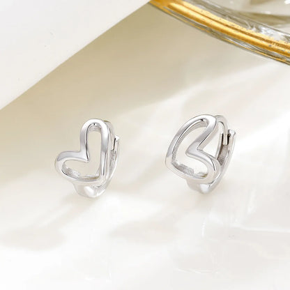 Fashion Heart Shape Sterling Silver Plating Earrings 1 Pair