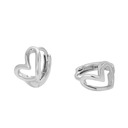 Fashion Heart Shape Sterling Silver Plating Earrings 1 Pair