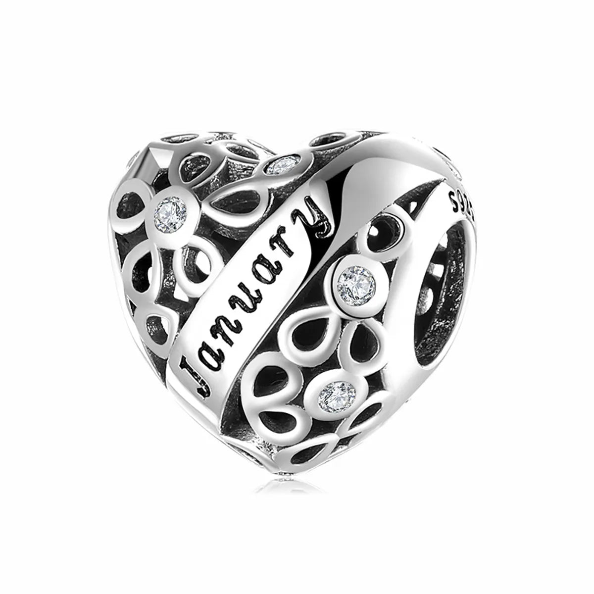 1 Piece Sterling Silver Artificial Gemstones Heart Shape