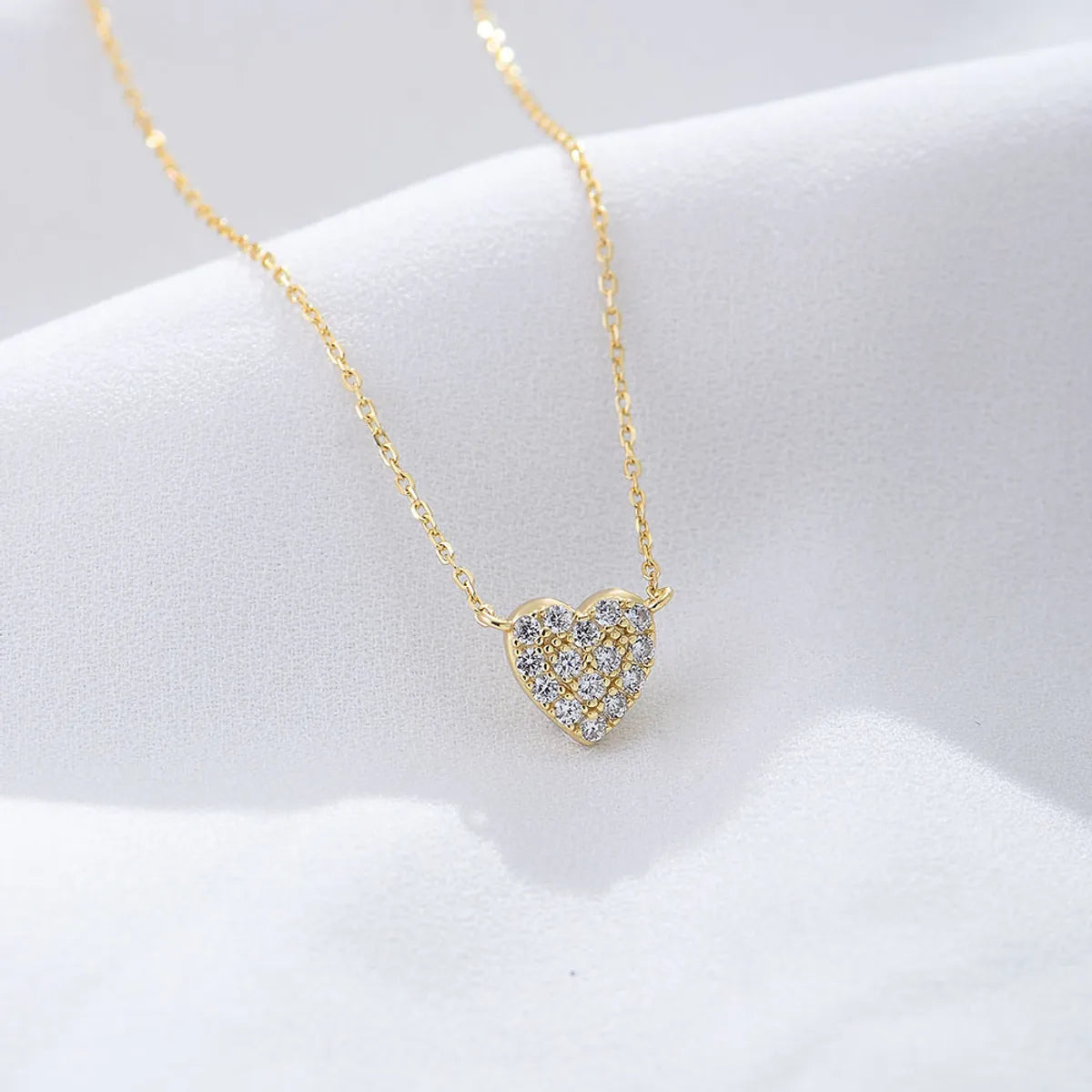 Fashion Heart Shape Sterling Silver Plating Zircon Pendant Necklace