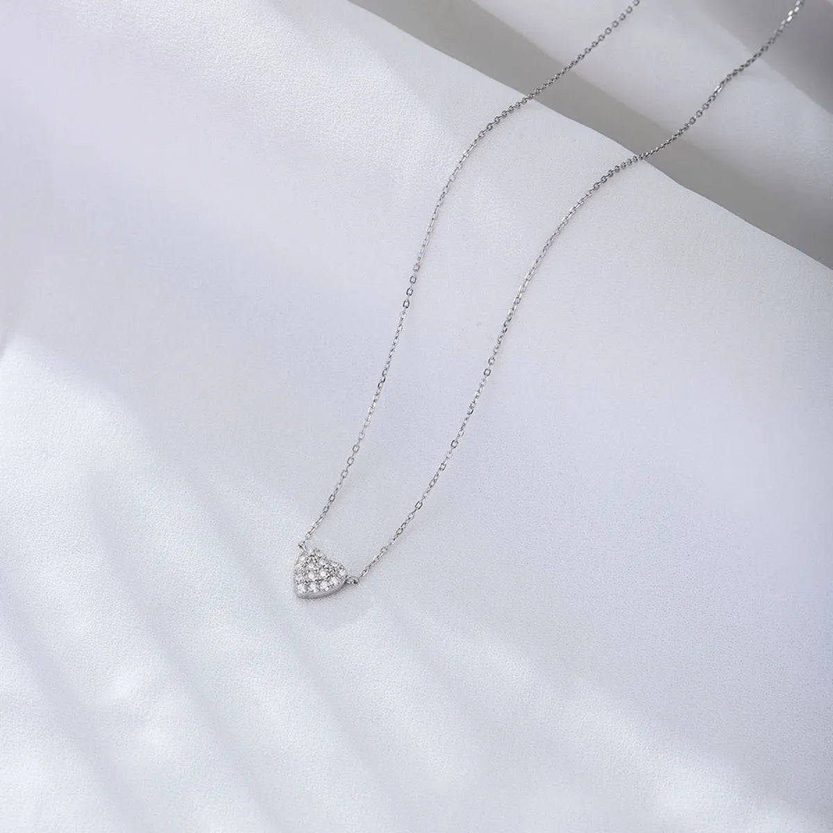 Fashion Heart Shape Sterling Silver Plating Zircon Pendant Necklace