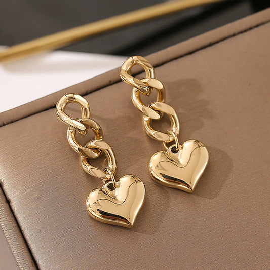 Fashion Heart Shape Titanium Steel Drop Earrings Plating Stainless Steel Earrings 1 Pair