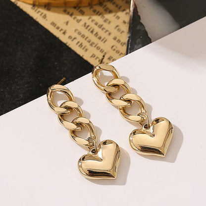 Fashion Heart Shape Titanium Steel Drop Earrings Plating Stainless Steel Earrings 1 Pair