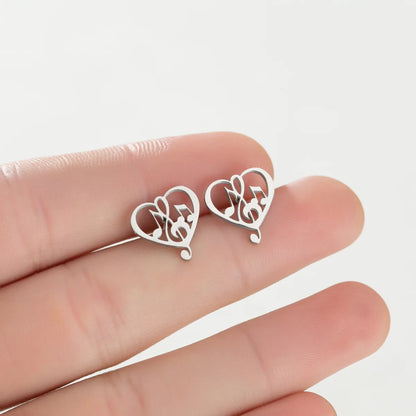 Fashion Heart Shape Plating 304 Stainless Steel No Inlaid 18K Gold Plated Ear Studs