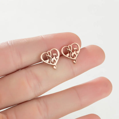 Fashion Heart Shape Plating 304 Stainless Steel No Inlaid 18K Gold Plated Ear Studs