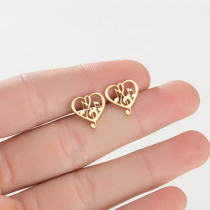 Fashion Heart Shape Plating 304 Stainless Steel No Inlaid 18K Gold Plated Ear Studs