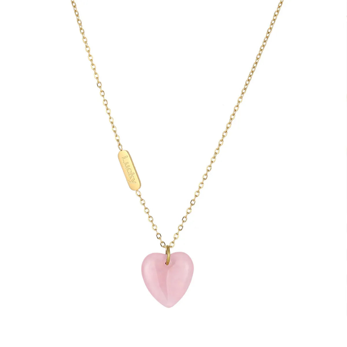 Fashion Heart Shape Titanium Steel Gold Plated Natural Stone Necklace 1 Piece