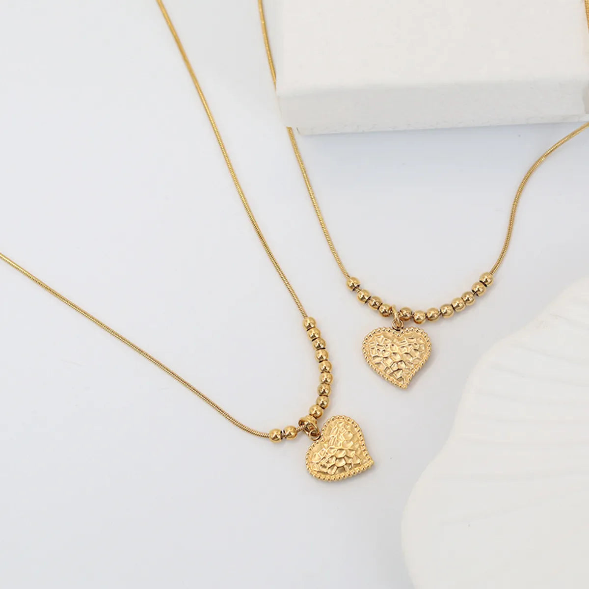 Fashion Heart Shape Titanium Steel Gold Plated Necklace 1 Piece